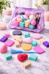 Sweet Beauty 10-Piece Makeup Sponge Set – Multi-Shape Blending Sponges + Face Brush | Foundation, Concealer & Cream Blending Kit