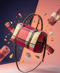 Colorblock Plaid Handbag | Structured Tote with Faux Leather Trim & Detachable Strap
