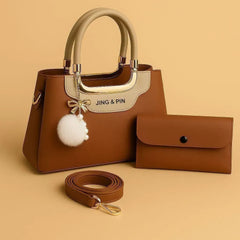 Women's Leather Shoulder Bag with Card Holder (2 Pcs) — Detachable Strap | Quiet Luxury 2026