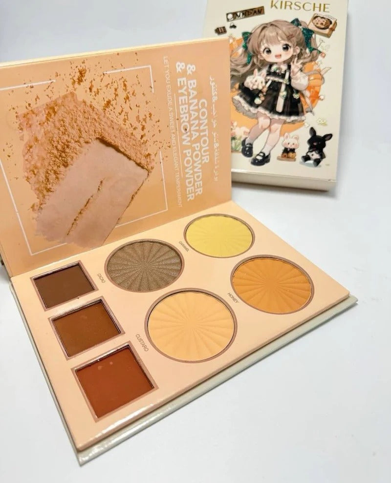 KIRSCHE Professional 4-in-1 Makeup Palette Set – Contour, Banana Powder, Eyebrow & Eyeshadow Collection