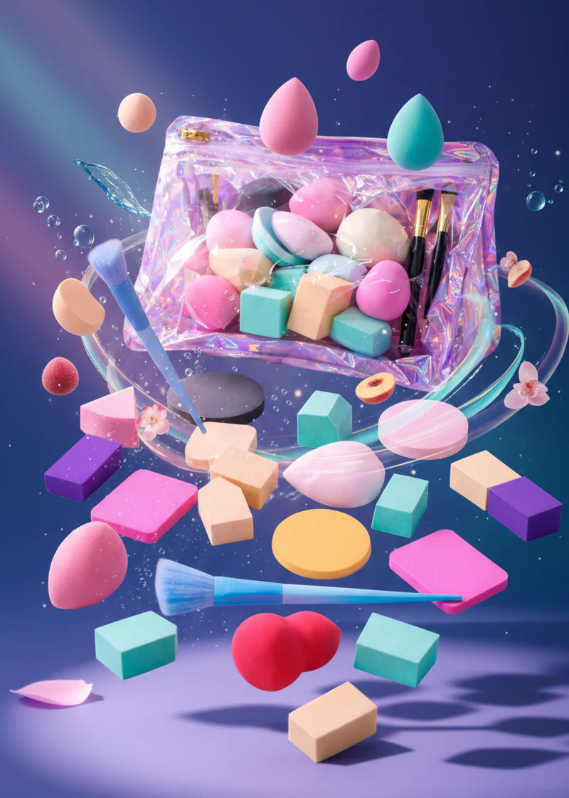 Sweet Beauty 10-Piece Makeup Sponge Set – Multi-Shape Blending Sponges + Face Brush | Foundation, Concealer & Cream Blending Kit