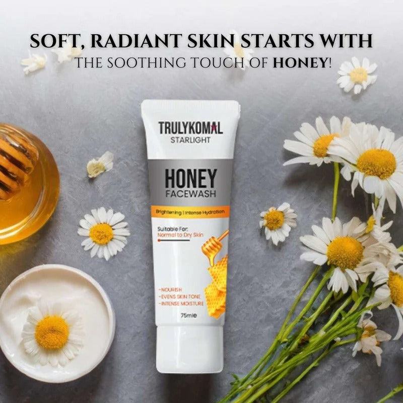 Truly Komal Starlight Honey Face Wash | Hydrating Brightening Cleanser | Normal to Dry Skin | 75ml Pakistan