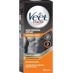 Veet Men Hair Removal Cream 50g | Chest & Body | Normal & Sensitive Skin | Ginseng Extract