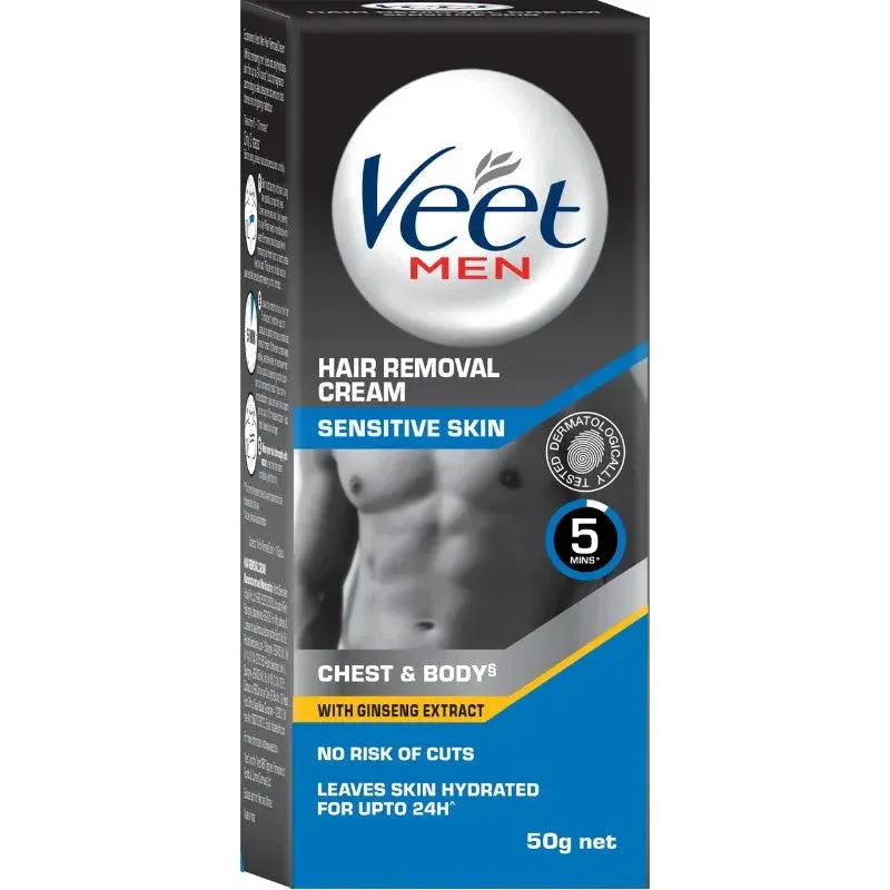Veet Men Hair Removal Cream 50g | Chest & Body | Normal & Sensitive Skin | Ginseng Extract