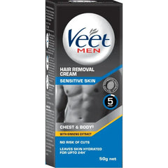 Veet Men Hair Removal Cream 50g | Chest & Body | Normal & Sensitive Skin | Ginseng Extract