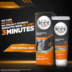 Veet Men Hair Removal Cream 50g | Chest & Body | Normal & Sensitive Skin | Ginseng Extract