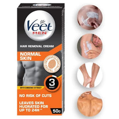 Veet Men Hair Removal Cream 50g | Chest & Body | Normal & Sensitive Skin | Ginseng Extract