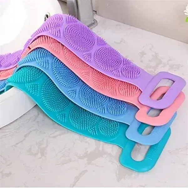 Silicone Body Wash Belt – Deep Cleansing Exfoliating Back Scrubber | Easy to Clean | Multicolor | Pack of 2
