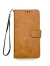 Classic Leather Wallet Flip Case – Magnetic Closure & Wrist Strap | Full Flip Cover Phone Protection | Brown & Blue
