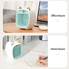 Portable Mini Air Cooler – USB Rechargeable Personal Fan with Mist & 2000mAh Battery | Grey, Yellow & Pink