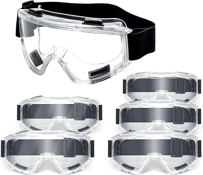 Clear Anti-Fog Safety Goggles | Full-Seal Frame | Adjustable Strap | Ventilation Ports | Lab, Workshop & Industrial Eye Protection