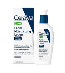 CeraVe PM Facial Moisturizing Lotion – Niacinamide, Hyaluronic Acid & 3 Ceramides | Oil-Free Overnight Hydration | All Skin Types | Men & Women