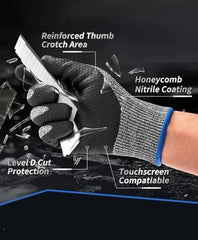 CHIEF Anti-Cut Safety Gloves – Black Palm Grip | Cut-Resistant Work Gloves