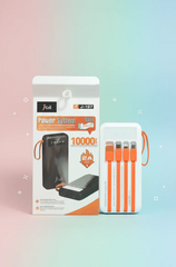 J-Cell Power Bank 10000mAh | 2A Quick Charge, Built-In 3-in-1 Cables