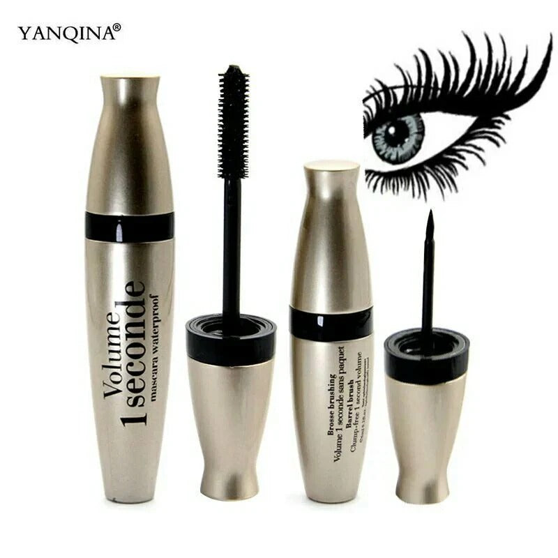 YANQINA Volume 1 Second Waterproof Mascara | Instant Volume & Length | Clump-Free Fiber Wand