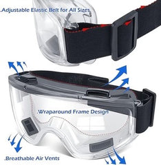 Clear Anti-Fog Safety Goggles | Full-Seal Frame | Adjustable Strap | Ventilation Ports | Lab, Workshop & Industrial Eye Protection