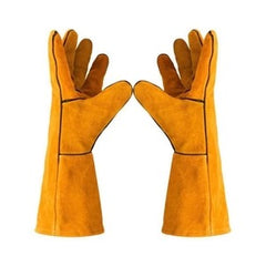 Scratch Protection Leather Gloves | Long Cuff | Thick Leather | Animal Handling, Pet Grooming & Wildlife Safety
