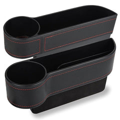 Universal Car Seat Gap Organizer with Cup Holder | Leather-Finish Storage