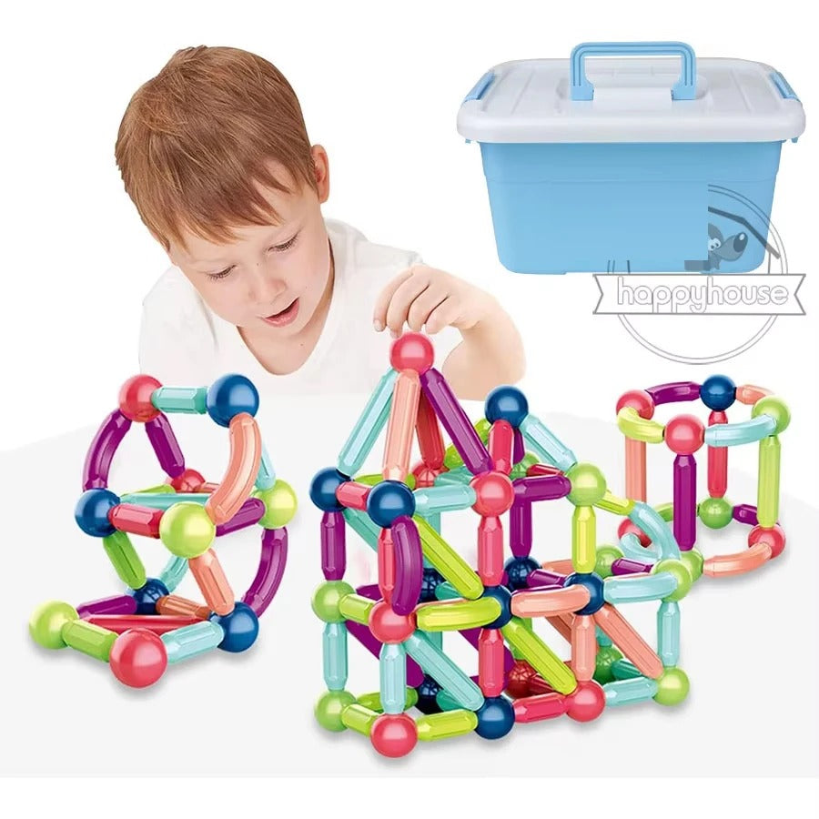 Magnetic Building Blocks Constructor Set for Kids – STEM Educational Magnet Stick & Rod Toy | 3D Montessori Construction Puzzle for Boys & Girls