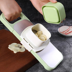5-in-1 Vegetable Cutter with Stainless Steel Blades – Multi-Function Slicer, Dicer, Grater & Shredder | Dishwasher Safe Kitchen Tool for Fast Meal Prep (Green)