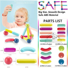 Magnetic Building Blocks Constructor Set for Kids – STEM Educational Magnet Stick & Rod Toy | 3D Montessori Construction Puzzle for Boys & Girls
