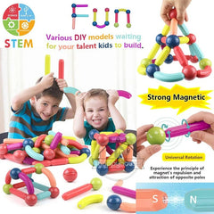 Magnetic Building Blocks Constructor Set for Kids – STEM Educational Magnet Stick & Rod Toy | 3D Montessori Construction Puzzle for Boys & Girls
