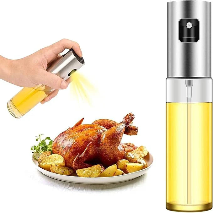 Stainless Steel Oil Spray Bottle – Refillable Fine Mist Dispenser for Kitchen, BBQ & Air Fryer