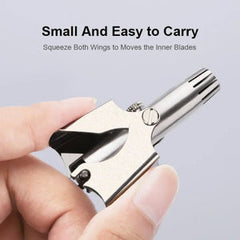 Stainless Steel Nose & Ear Hair Trimmer | Manual Rotary Grooming Tool | Battery-Free | Safe & Precise