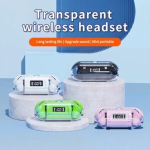 True Wireless Earphones TM20 - LED Display Transparent Crystal Earbuds