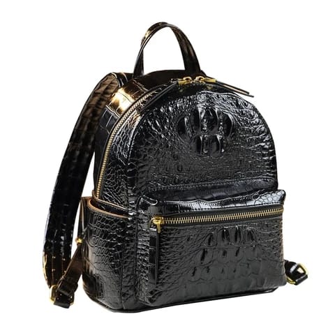 Genuine Leather Crocodile Pattern Women’s Backpack – Luxury, Compact & Versatile