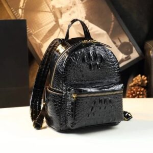 Genuine Leather Crocodile Pattern Women’s Backpack – Luxury, Compact, and Versatile