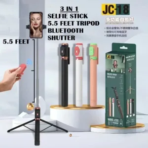 Monopod JC-18H Live Stream Phone Stand with Mirror LED Selfie Stick and Bluetooth Remote Control