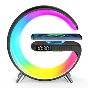 GPED Alarm Clock 4-in-1 Digital Clock Radio with Wireless Charging & LED Table Lamp