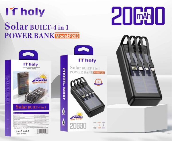 Solar Built Power Bank - 4 in 1 Super Technology (20000mAh)