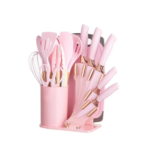 19 Pcs Kitchen Cooking Utensils and Knife Set with Block