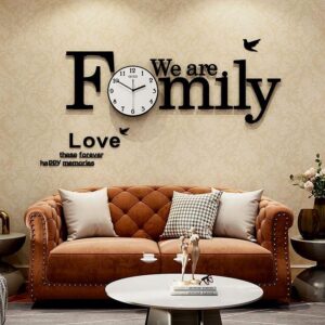 We Are Family DIY 3D Large Wall Clock – 36 x 24 Inches – Acrylic & Wood – High Gloss Finish