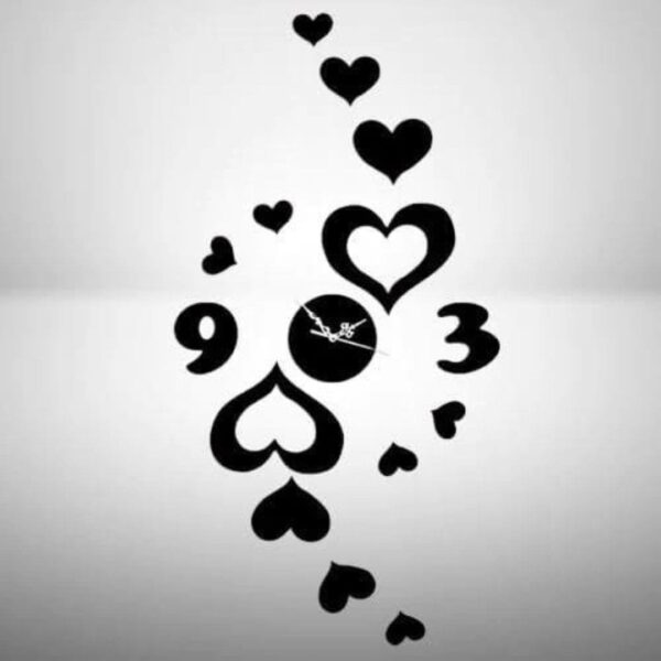 Cut Heart-Shaped Wall Sticker Wall Clock – Romantic & Functional Décor (30×30 cm)