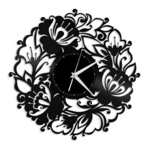 Cut Flowers Decor Vinyl Wall Clock – Large Botanical Statement Piece