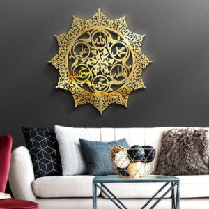 5 Names – Ali, Hassan, Hussain… Acrylic Wall Décor | 60 x 60 CM | Black / Golden / Silver