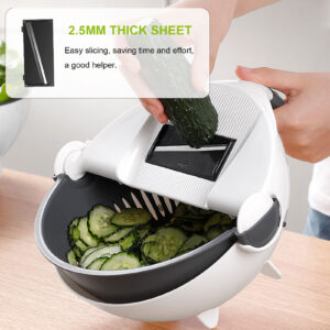 9-in-1 Multifunctional Vegetable Slicer – Kitchen Helper for Effortless Cutting, Cleaning, and Drainage