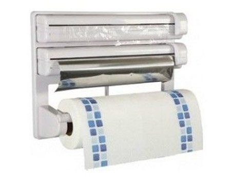Triple Paper Dispenser | Wall-Mounted Kitchen Organizer for Foil, Wrap & Tissue