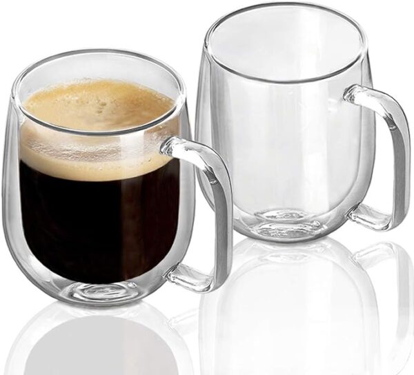 Simple Coffee Cup - Double Wall Borosilicate Glass Mug (12oz) | Lead-Free & Thermal Insulated