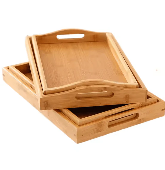 EcoServe Bamboo Serving Tray Set – Nestable & Lightweight