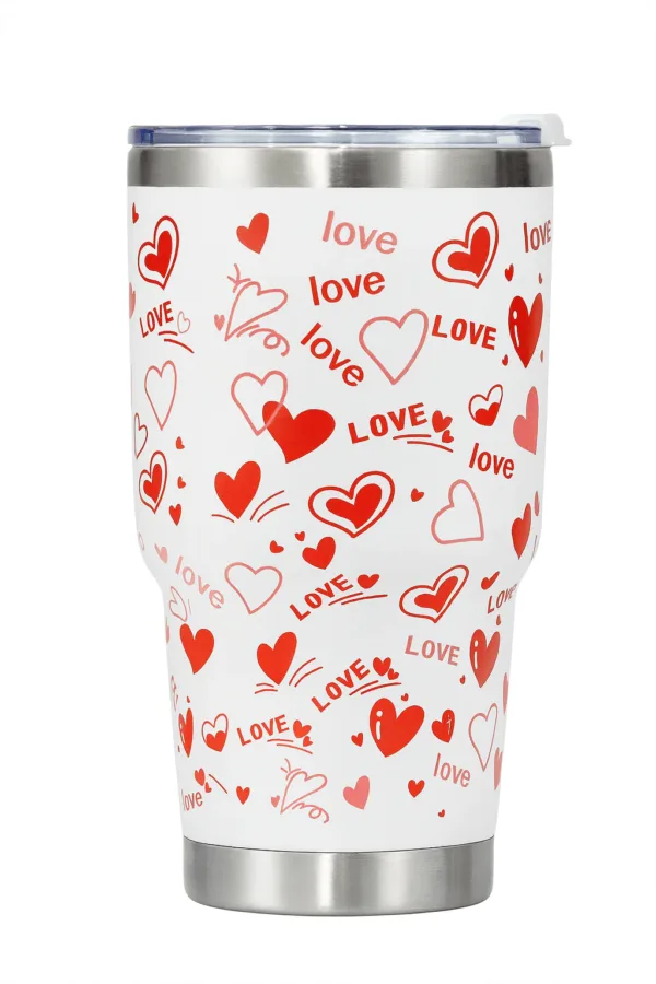 Love Print Stainless Steel Travel Tumbler – Double-Wall Insulated